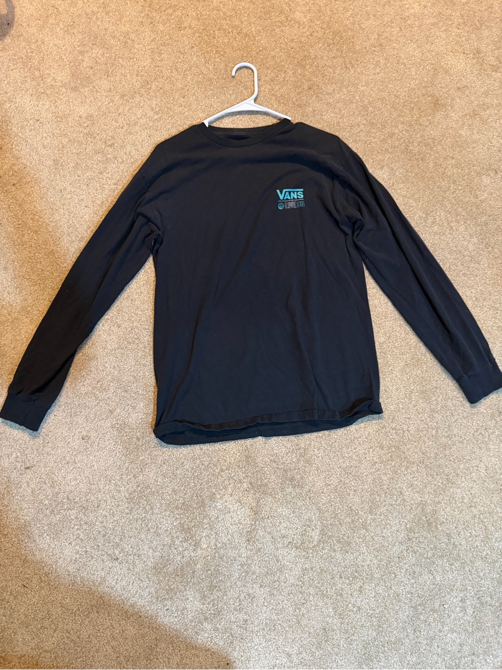 Men’s Vans Black Tee with Teal Gradient Logo